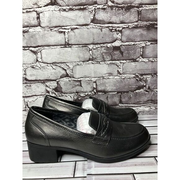 ABEO PRO Jade Comfortable Black Metallic Heel Loafer Shoes Women’s Sz 10US/41EU - Picture 7 of 16